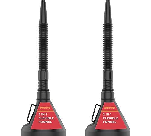 GADLANE 2-in-1 Kunststofftrichter mit Ausziehbarem Flexiblem Auslauf - 2er-Set Trichter für Auto für Benzin, Diesel, Scheibenwaschflüssigkeit, Adblue, Wasser, Öl, Kraftstoff, Kühlflüssigkeit - 2 Stk