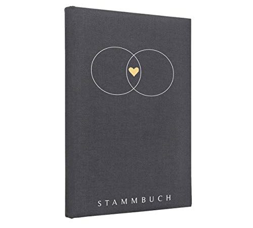 Hochzeitideal – Stammbuch der Familie Serie Alan 21,0 cm x 15,0 cm - Buchbinderleinen Stammbuch Hochzeit - Familienbuch Standesamt mit 6-Fach Ringmechanik für Urkunden mit Behördenlochung