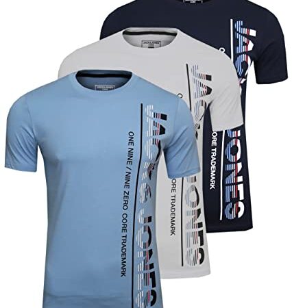 JACK & JONES Herren JCOSTRUCTURE Tee SS Crew Neck T-Shirt, 3er Set 2, L