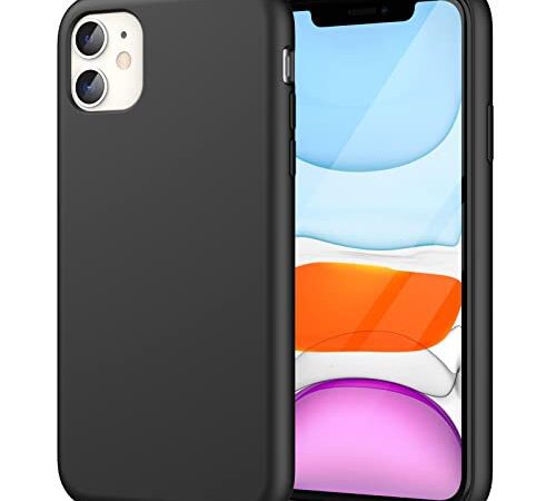 JETech Silicone Hülle für iPhone 11 (2019) 6,1-Zoll, seidigem Ganzkörper-Schutzhülle Case Cover, mit weichem Mikrofaser-Innenfutter stoßfestes Abdeckung, Schwarz