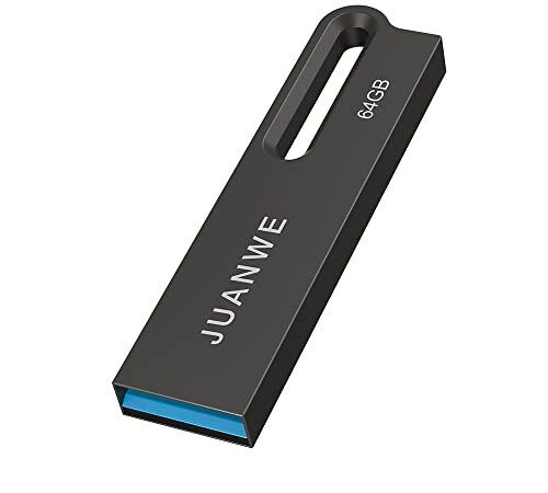 JUANWE USB Stick USB 3.0 64 GB Metall wasserdichte Schlüsselanhänger USB-Stick 64GB 3.0 USB Speicherstick DatenSpeicherung USB 3.0 USB-Flash-Laufwerk Memory Stick (Schwarz)