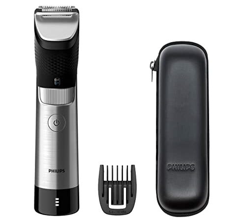 Philips Barttrimmer Series 9000 mit SteelPrecision-Technologie inkl. Bartkammaufsatz und Reiseettui