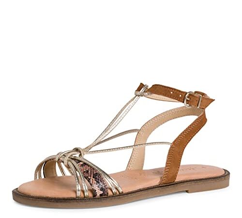 Tamaris Damen 1-1-28125-28 Sandale mit Absatz, Cognac/Gold, 38 EU