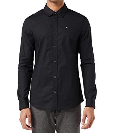 Tommy Jeans Herren Original Stretch Freizeithemd, Schwarz (Tommy Black 078), XL EU