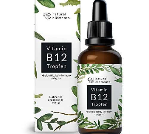 Vitamin B12 Tropfen - 50ml (900 Tropfen) - Beide Aktivformen (Methyl- & Adenosylcobalamin) - Ohne Alkohol, vegan