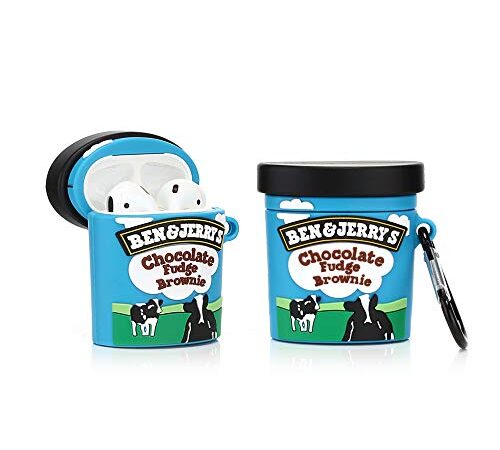 YIGEYI Silikon Hülle Kompatibel mit Airpods 1 & 2 Funny Cute 3D Cartoon Case Cover[Getränke Saftserie] (Ben&Jerry-EIS)