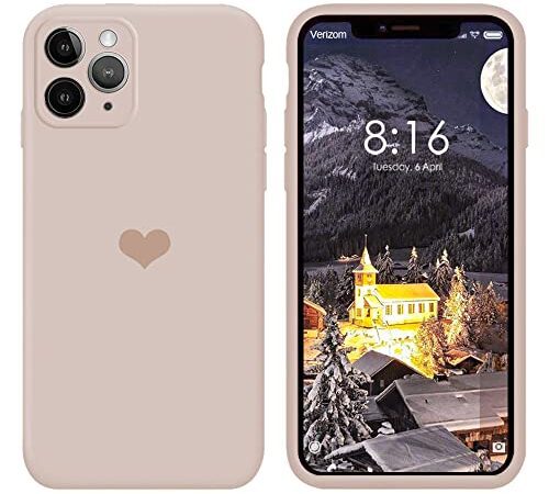 13peas Kompatibel mit iPhone 12 Pro Hülle 6,1''(2020),Herz Motiv Liquid Silikon Gummi Ganzkörperschutz stoßfeste Case schutzschale Hüllen Tasche Handytasche Etui für Apple 12 Pro (Rosa)