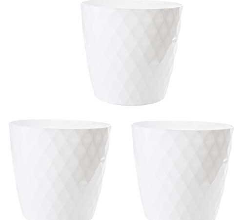 2friends Blumentopf weiß 3er Set, Durchmesser 14 cm (Oben), weiß glänzend, aus stabilem Kunststoff, ideale Fensterbank-Größe, Made in EU