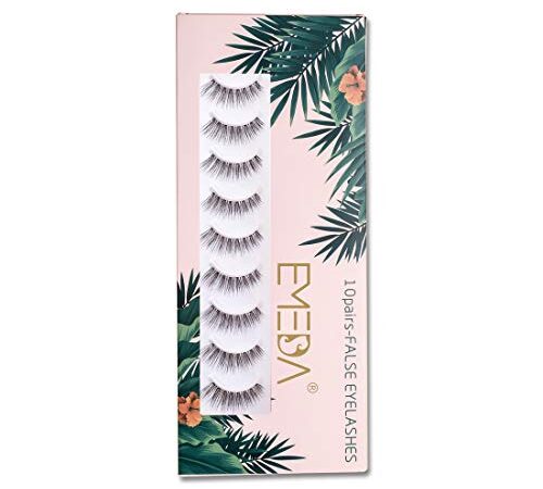 3D Falsche Wimpern 10 paare, natural fake lashes natürliche 3D kurze Wimpern handgefertigte transparente stiel künstliche Wimpern für das tägliche Make-up von EMEDA (005)