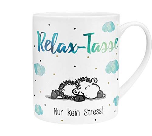 45755 XL-Tasse mit sheepworld-Motiv "Relax-Tasse - Nur kein Stress", Mehrfarbig ,60 cl: Extra große aus Porzellan mit Motivdruck, in ... Motivdruck, in Geschenk-Banderole aus Pappe