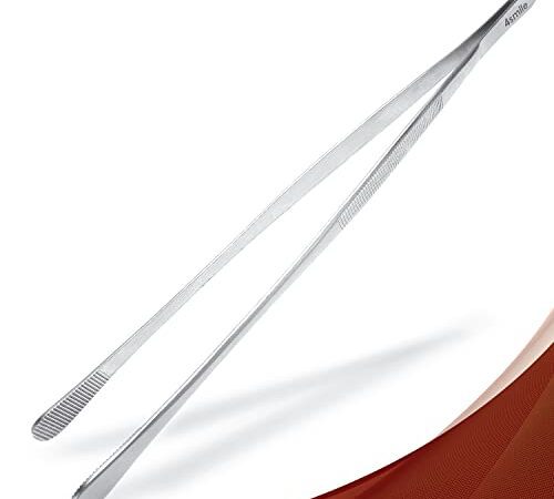 4smile Grillzange Edelstahl - Kochpinzette 30cm lang, abgerundete Zangenenden mit fein profilierten Greifflächen - Solide Küchenzange ideal als Grillpinzette & Fleischzange