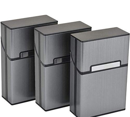 Aluminium Zigarettenetuis von eLander [3er/Set, Grau] Magnetisierte Deckel, Elegante Entwurf Aluminium Zigaretten Kasten