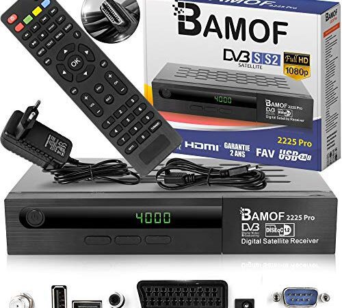 Bamof 2225 PRO Sat Receiver Digitaler Satelliten Receiver- (HDTV, DVB-S /DVB-S2, HDMI, SCART , 2X USB , Full HD 1080p ) [Vorprogrammiert für Astra, Hotbird und Türksat] + HDMI Kabel