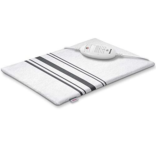Beurer HK 25 Heizkissen, kuscheliges Wärmekissen mit 3 Temperaturstufen, Abschaltautomatik und Sicherheitssystem, maschinenwaschbar, 40 x 30 cm, weiß-grau