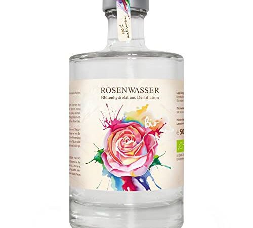 Bio Rosenwasser 500ml Hydrolat aus doppelter Wasserdampfdestillation ohne Zusatz von Alkohol