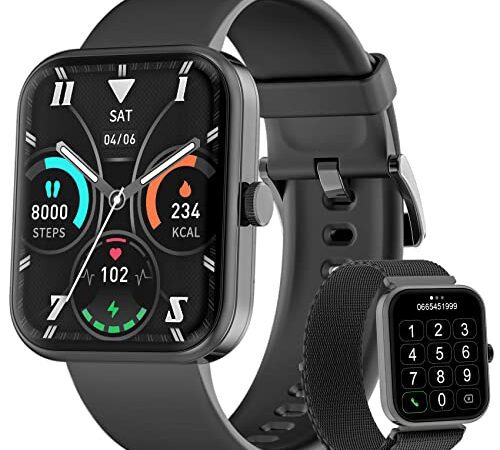 Blackview Smartwatch, 1,83 Zoll Bluetooth Anrufe Smart Watch, Herren Damen Fitnessuhr, Armbanduhr mit Pulsmesser, Schlafmonitor, Schrittzähler, SpO2, Sportuhr, Aktivitätstracker für iOS Android