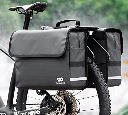 CYCLESPPED Fahrradtaschen für Gepäckträger, 36L großes Fassungsvermögen | wasserdichte Fahrrad Taschen | Fahrradtasche Doppelt Gepäckträger Tasche für Fahrrad mit Reflektorstreifen (Black)