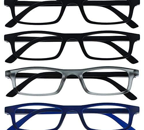 Die Lesebrille Unternehmen Schwarz Matt Grau Marineblau Leser Wert 4er-Pack Herren Damen Federscharniere RRRR17-1173 +1,50
