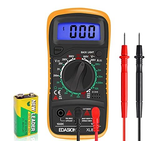 Digital Multimeter Voltmeter Batterietester Spannungsprüfer Durchgangsprüfer Ohm Volt Ampere Messgerät AC/DC Spannung Strom Widerstand Diode Transistor, Großes LCD-Anzeige und Hintergrundlicht