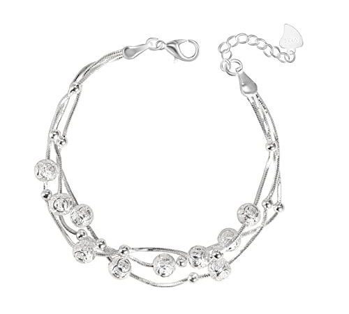 Drei Leben und Drei Welten Armband Damen Silber 925, Das Geschenke für Frauen, Charms Personalisierter Schmuck, Einstellbar ArmbäNder Damen, WunderschöN Geschenk Freundin, SchöN Armband MäDchen
