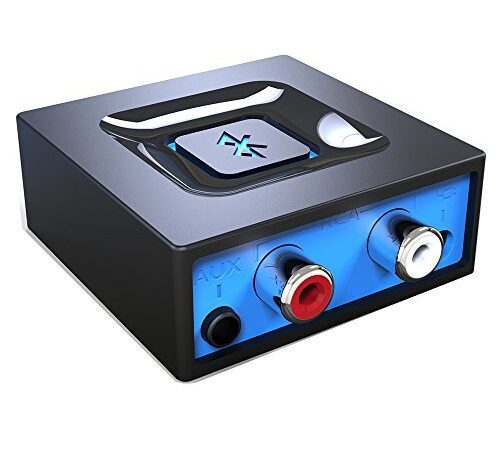 esinkin Kabelloser Bluetooth Audio-Empfänger, Bluetooth-Adapter für PC/Mac/Smartphone/Tablet/AV-Receiver/Stereoanlage, 3,5mm & Cinch Audioausgänge zum Lautsprecher, One-Push-Taste