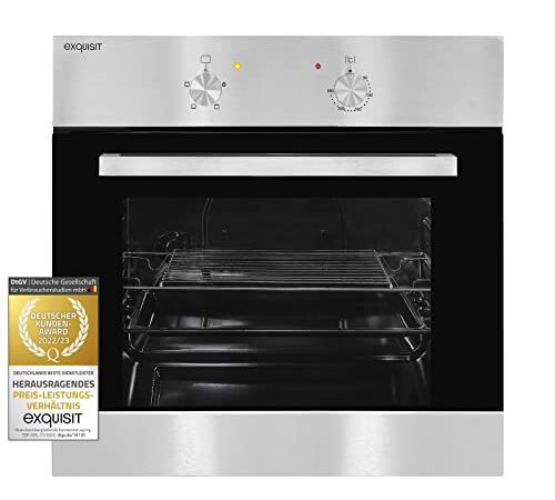 Exquisit Einbau-Backofen EBE 555-1.1 | Einbaubackofen | 62 L Garraum | edelstahl, Inox