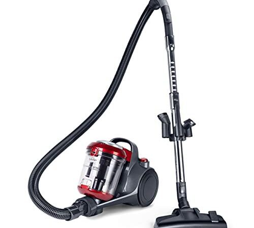 Fakir BL 141 Trend - Beutelloser Staubsauger I Kompakter Zylindersauger mit Hochleistungsmotor & 8m Aktionsradius I Geräuscharmes Saugen mit EPA-Filter I Anthrazit/Rot I 700 Watt