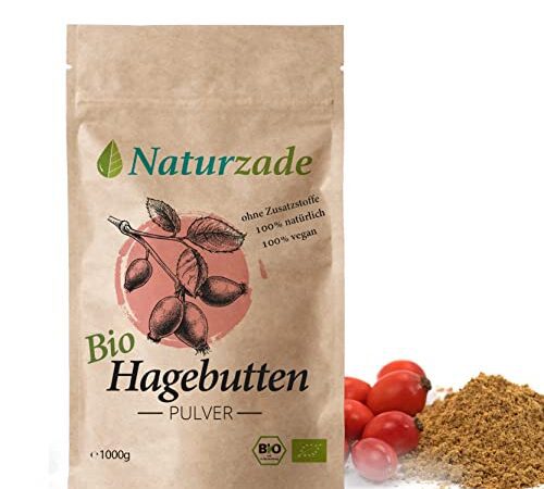 Hagebuttenpulver Bio 1kg Naturzade Hochwertiges Rohkostqualität 100% naturrein