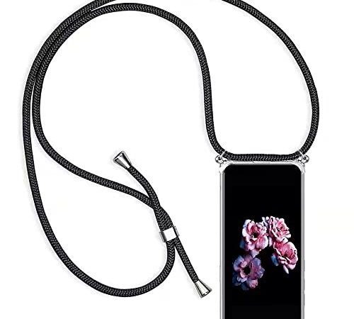Handykette Handyhülle für Samsung Galaxy S8 mit Band - Handy-Kette Handy Hülle mit Kordel zum Umhängen Handyanhänger Halsband Lanyard Case - Transparent Schutzhülle in Schwarz