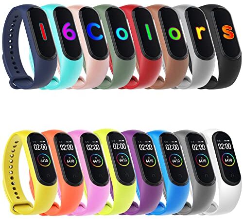 Hianjoo 16-Stück Armband Kompatibel mit Xiaomi Mi Band 3/4, Sport Ersatzband Uhrenarmband Kompatibel für Mi Band 3 Silikon verstellbaren Soft Armbänder Kompatibel für Xiaomi Mi Band 4