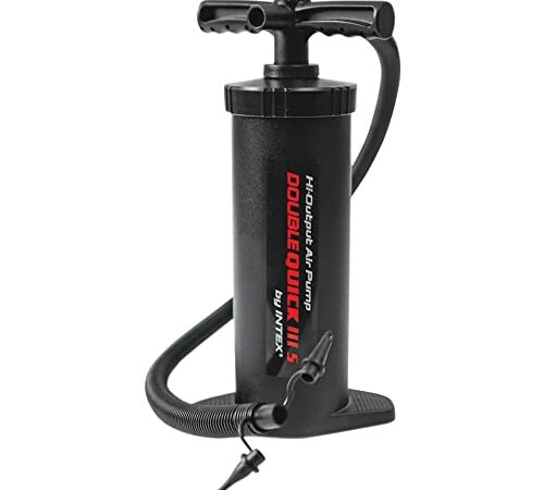 Intex Double Quick 3 S Hand Pumpe - Luftpumpe - 37 cm - Mit 3 Düsenaufsätze, Schwarz