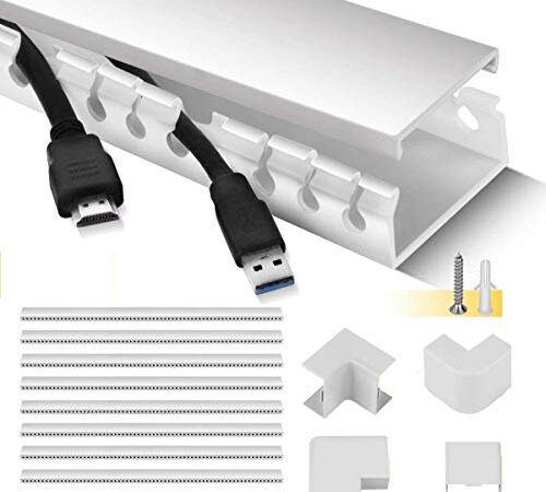 Kabelkanal, Stageek Kabelkanal selbstklebend 39x4x2cm PVC 3.5 M Länge, TV Kabelkanal Installationskanal Wand und Decken Montage allzweck für aller Art von Kabel innen Haus Büro - 9x39cm, Weiß