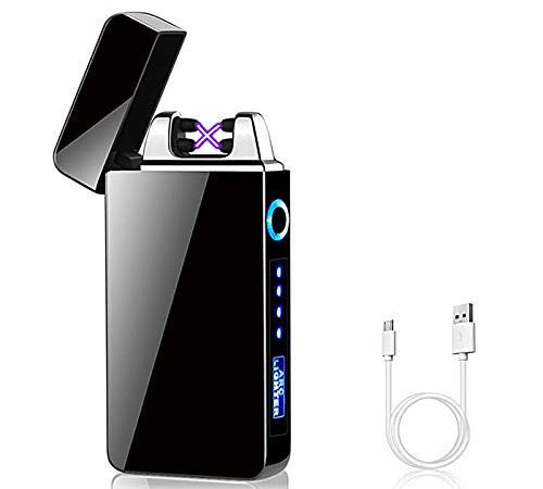 KIPIDA USB Elektronische Feuerzeug, Lichtbogen Feuerzeug, Touchscreen Elektro Feuerzeug LED Dual Lichtbogen ARC Feuerzeug mit Batterieanzeige Winddicht Plasma Feuerzeug für Männer Damen Geschenk