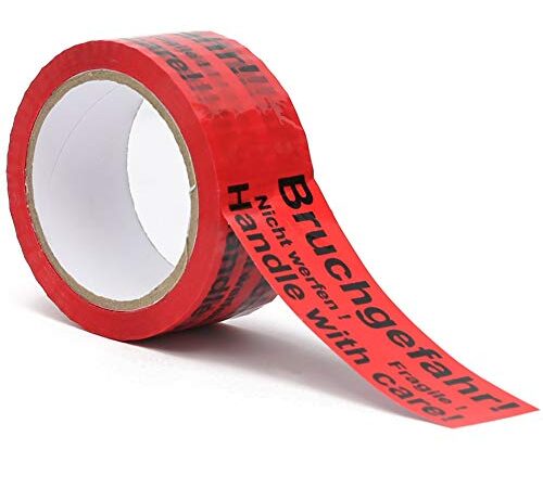 Klebeband - Packband - Paketband mit Hinweis auf Tape (Bruchgefahr - Achtung nicht werfen - Vorsicht zerbrechlich Glas - handle with care – Fragile) (1)