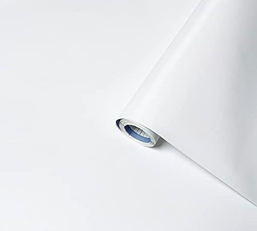 Klebefolie Uni Matt Weiß Dekofolie Möbelfolie Tapeten selbstklebende Folie, PVC, ohne Phthalate, Weiß, 45 cm x 2 m, 160 µm (Stärke: 0,16 mm), Venilia, 53288