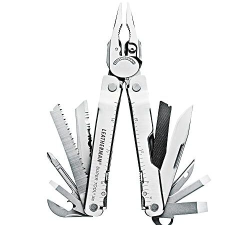 LEATHERMAN - Super Tool 300, Multi-Tool mit 19 wichtigen Werkzeugen, aus rostfreiem Stahl, mit Nylon Holster
