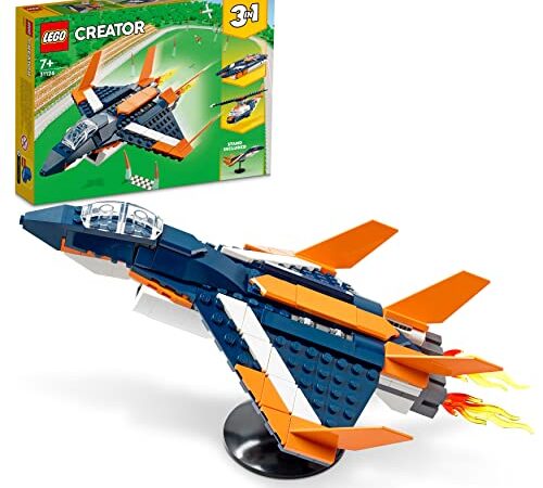 LEGO 31126 Creator 3-in-1 Überschalljet, Flugzeug Hubschrauber und Boot, 3 Modelle zum Bauen, Spielzeug ab 7 Jahre