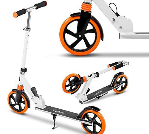 LIONELO Luca Plus Scooter Roller Kinderroller Cityroller Tretroller Kickroller Kickscooter bis 100kg Big Wheel Räder 200mm, Klappbar, Höhenverstellbar