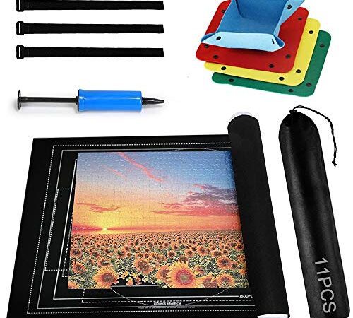 MEISHANG Puzzle Roll Storage Mat,Puzzleunterlage 2000 Teile,Tragbare Puzzles Mat,Puzzleunterlage Puzzlematte,Roll Matte Puzzle,Jigsaw Mat,Puzzle Rolle Matte