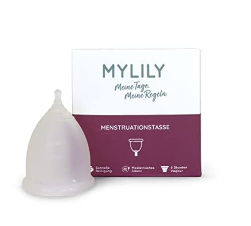 MYLILY® Menstruationstasse | 100% medizinisches Silikon I Periode I Nachhaltig & kostensparend I Menstrual Cup | Frei von BPA und Latex | wiederverwendbar I 5 Größen (M1)