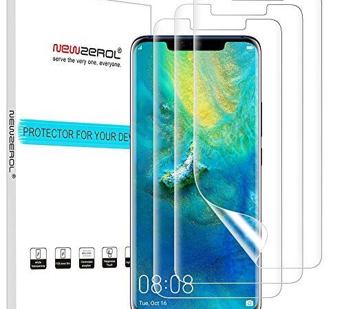 NEWZEROL 3 stück Ersatz für Huawei Mate 20 Pro/Mate 20 RS Schutzfolie (Premium-Qualität)[ Support Fingerprint ID] Displayschutzfolie Anti-Bubble TPU[volle Abdeckung]-CLAR