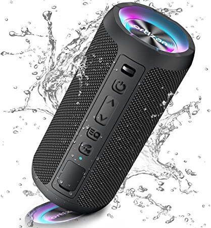 Ortizan Bluetooth Lautsprecher mit Licht, Musikbox Tragbarer Bluetooth Box mit IPX7 wasserdicht, Dualen Bass-Treibern, 30h Akku, Freisprechfunktion für Phone, Draußen
