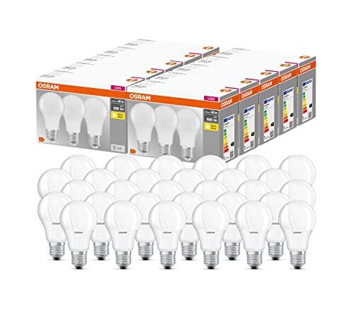 OSRAM LED Base Classic A, in Kolbenform mit E27-Sockel, Nicht Dimmbar, Ersetzt 60 Watt, Matt, Warmweiß - 2700 Kelvin, 10 x 3er-Pack