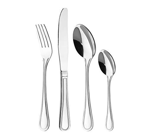Otto Koning Frankfurt, Besteck Set 4 Personen, Essbesteck Set 16 teilig, Besteck Edelstahl - hochglanzpoliert - Ein Besteck mit klassischem und schlichtem Design