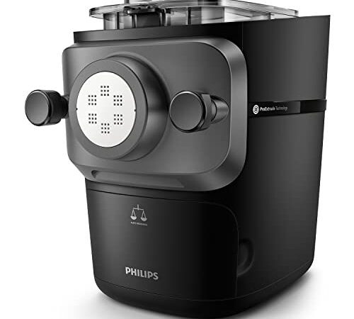 Philips Nudelmaschine Serie 7000, ProExtrude-Technologie, Automatisches Abwiegen, vollautomatisch, 8 Formscheiben, Schwarz (HR2665/93)