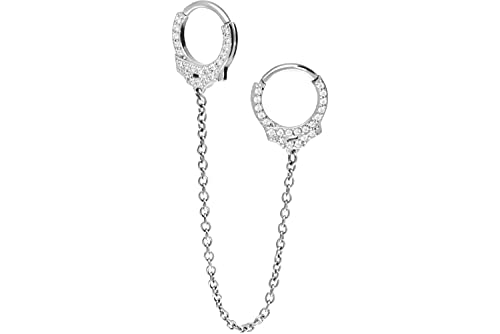 PIERCINGLINE Chirurgenstahl Segmentring Clicker |KRISTALLHANDSCHELLEN | Piercing Ohr Helix Ring | Farb- und Größenauswahl
