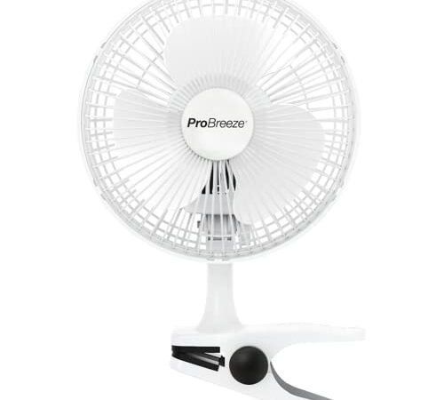 Pro BreezeTM Mini Ventilator mit Clip, sehr leiser Betrieb, 20 cm Durchmesser, 2 Geschwindigkeitsstufen - ideal als Tischventilator
