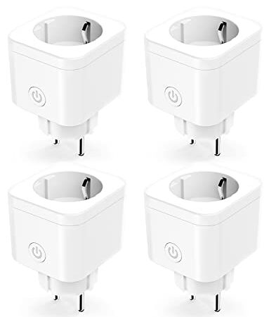Refoss WLAN Steckdose Alexa Steckdose 4er Pack Smart MINI Steckdose mit Fernbedienung, Smart Home WiFi Steckdose mit Sprachsteuerung, Zeitschaltuhr, Smart Plug Funktioniert mit Alexa, Google
