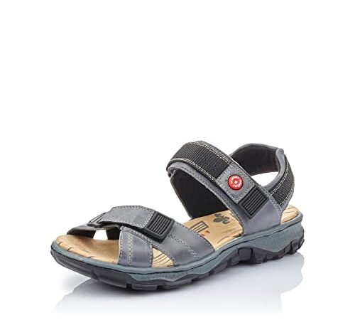 Rieker Damen Trekking Sandalen 68851, Frauen Sandalen,Woman,Lady,Ladies,Sommerschuhe,Freizeitschuhe,offene,Schuhe,Strandschuhe,blau (12),39 EU / 6 UK