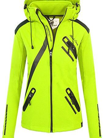 Rock Creek Damen Softshell Jacke Übergangs Jacke Windbreaker Regenjacke Damenjacken Outdoorjacke Windjacke D-371 Neongelb XL